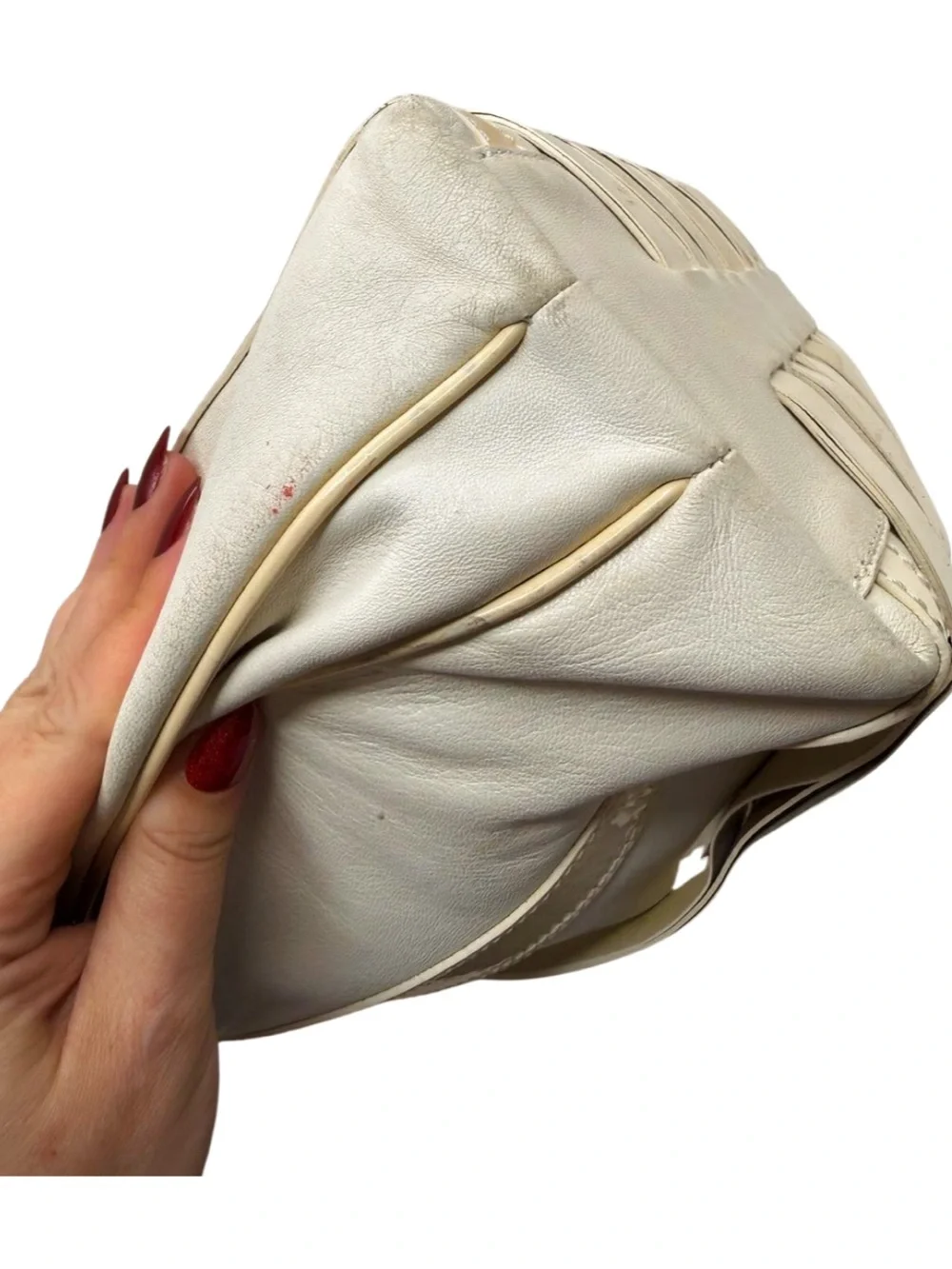 Versace Vintage Cream & Beige Leather Hobo Bag with Gold Hardware